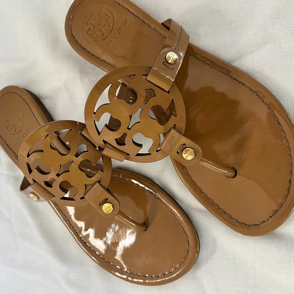 Tory Burch // Miller Sandals Patent Leather Slides Flip Flops